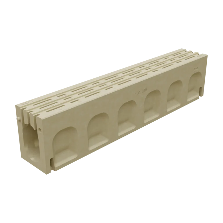 Beige plastic terminal block with multiple arched wire openings along the side used for electrical connections with a slotted top edge.