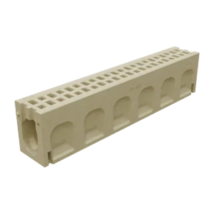 Beige multi-position terminal block connector for electrical wiring (informational)